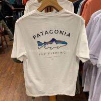 Patagonia Patagonia เสื้อยืดแขนสั้นผู้ชายมีกรอบ,เสื้อฟิตซ์รอยเทราท์ผ้าฝ้ายอินทรีย์