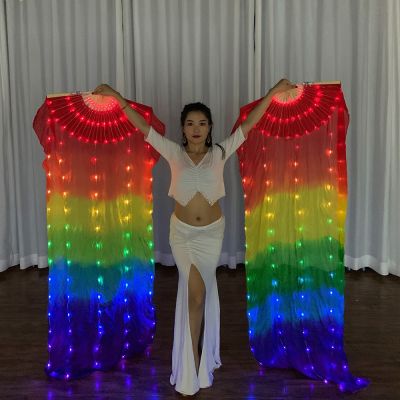 hot【DT】 Colorful Led Silk Fold Belly Performance Bar Nightclub Costume Shows