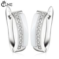 One Row AAA CZ Element Stud Earrings For Women U Shape Healthy Ceramic Earrings Jewelry Wholesale Jewelry