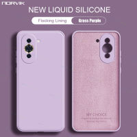 NORVIK โทรศัพท์ซิลิโคนเหลวทางการสี่เหลี่ยมสำหรับ Huawei Nova 11 11i 10 9 7 SE Y71 Y70 Y90 P60 Honor 90 70 50 Lite X9a X8a X7a Magci 5 4 Pro 4G 5G เลนส์เคสป้องกันทั้งตัวสีม่วงปลอกอ่อน N26-1