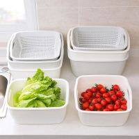 Large double-layer plastic fruit and vegetable draining basket