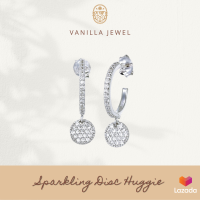 Vanilla Jewel ต่างหู เงินแท้ 925 Sparkling Disc Huggie ต่างหู สำหรับ ผิวแพ้ง่าย สำหรับคุณหรือเป็นของขวัญให้กับคนพิเศษ