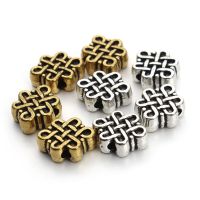 50pcslot 11x9mm Antique Gold Silver Chinese Knot Metal Tibetan Spacer Beads Fit DIY celets Charms Jewelry Making Findings