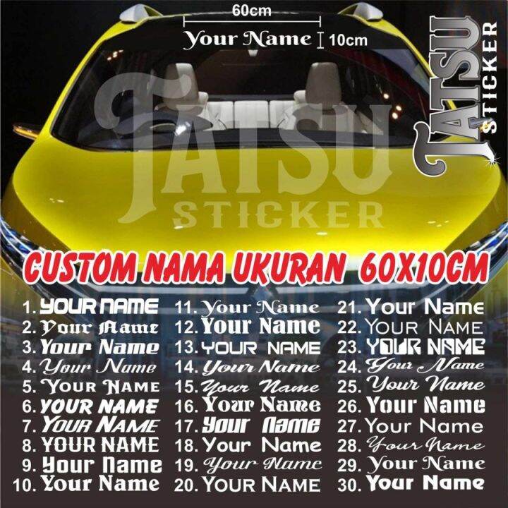 Cutting Sticker Stiker Kaca Mobilbody Pintu Custom Nama Kamu Lazada Indonesia