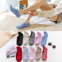 10 Pair Women Socks Winter Floor Socks Velvet Indoor Short Non-slip Super Thicken Soft Boat Socks Solid Color Warm Sock Slippers