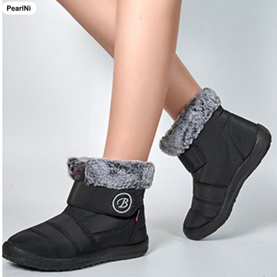 PearlNi รองเท้าผู้หญิงรองเท้าบูทหิมะผ้าฝ้าย,รองเท้าลำลองฤดูหนาวอบอุ่นเหมาะสำหรับเดินช้อปปิ้ง