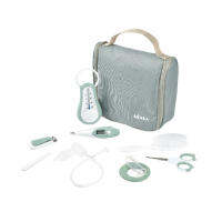 BEABA ชุดอุปกรณ์ดูแลสุขภาพเด็ก 9 ชิ้น Hanging Toiletry Pouch With 9 Accessories - Frosty Green