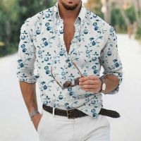 ร้อน, ร้อน★Beach Mens Casual Button Button Shirt Digital Print Lapel Long Sleeve