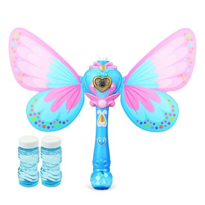 Kids Handheld Magic Wand Bubble Machine Electric Butterfly Bubble Blower Maker with Music Light Children Outdoor Garden Toy Gift