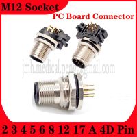 M12 2 3 4 5 6 8 12 17 A Type 4P D Type Pin Waterproof IP67 Aviation Male Female Socket Threaded Connector For PC Board Install Electrical Connectors