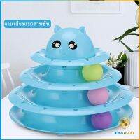 TookJai รางบอล ตาโต ของเล่นแมวทรงโดม รางบอล 4 ชั้น Cat play plate