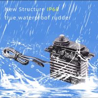 เซอร์โวระบบดิจิตอล IP68เหล็ก45kg55kg60kg70kg เกลียวสำหรับการเรือจำลองของหุ่นยนต์ใต้น้ำ1/8 1/10รถ RC ดีไซน์กันน้ำลึก