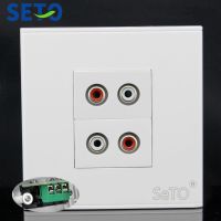 SeTo 86 Type Double Ports Red &amp; White Audio Panel Wall Plate Socket Keystone Faceplate