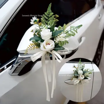 Wedding Car Decoration Decorations Kit Set White Roses Organza
