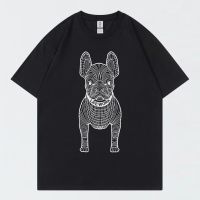 Summer T-Shirt Man Korean Trend Dog Print Hip Hop Lifework T Shirts For Oversize Unisex Streetwear Tshirt Pure Cotton Top