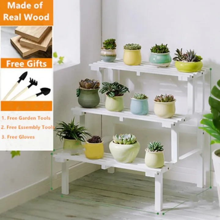Plant Stand Shelf Flower Pot Rack Holder Made of Wood by Olive Al Home