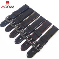 ◙▥◙ 16mm 18mm 20mm 22mm 24mm Universal Silicone Sport Strap Fashion Stitching Waterproof Rubber Men Replacement Bracelet Watch Band