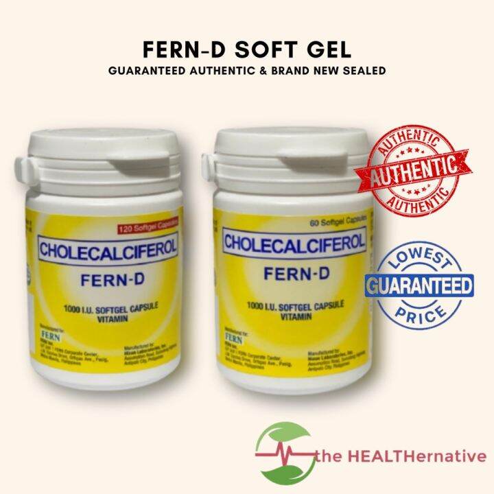 AUTHENTIC FERN D 60/120 softgels 1000 I.U - Pure Vitamin D3 (Fern Activ ...