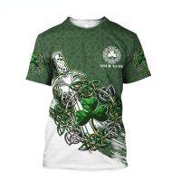 PLSTAR - Irish Celtic printed mens and womens T-shirts, unisex short-sleeved shirt with custom name, Harajuku casual style