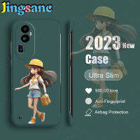 Jingsanc สำหรับ Reno 10 Pro + 8Z 8 7Z 7 6 5 2Z 2 A98 5กรัม A78 A76 A55 A58 A96 A31ค้นหา X5 Pro Plus 5G 4G เคสโทรศัพท์สาวสวยแบบด้านสีลูกกวาดพีซีไร้กรอบ m001-3เคสสีเขียวเข้มฤดูใบไม้ร่วง