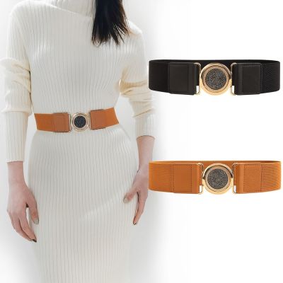 Decorative Round Buckle Versatile Girdle Matching Skirt Ladies Circle Elastic Belt Slim-Fit Korean Version Narrow