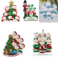 New Christmas Pendant Family Resin Alloy Name Blessing Christmas Tree Ornament Pendant with 7 Designs for Choose