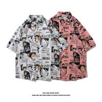 ผู้ชาย One Piece พิมพ์เสื้อยืดฤดูร้อนบางแขนสั้นเสื้ออินเทรนด์ Casual Lapel Shirt