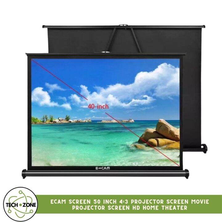 TECHZONEECAM Screen 50 inch 43 Projector Screen Movie Projector
