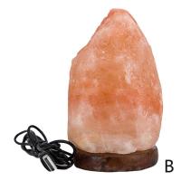 House Natural Hand Carved USB Wooden Base Himalayan Air Purifier Night Dimmer Salt Night Light Light Switch Crystal Rock