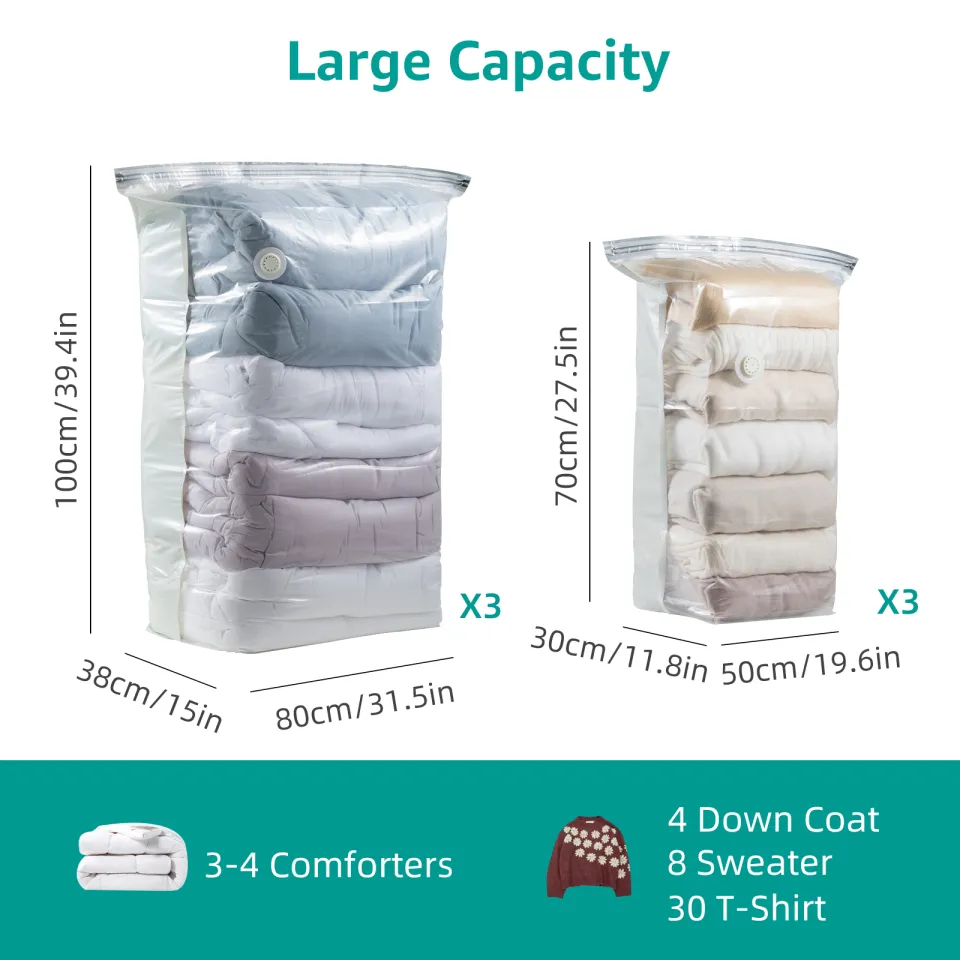 velmade vacuum storage bags jumbo cube 6 pack, space saver bags extra large  vacuum seal bags for comforters blankets clothes