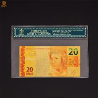 Bank Bill 24k Gold Foil Brazil 20 Reais Gold Banknote Collection With PVC COA Gift For Business