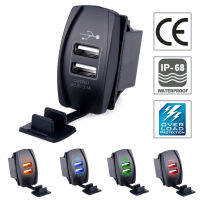 Universal Dual USB Charger รถรถจักรยานยนต์กันน้ำ2พอร์ตสำหรับ BMW Audi Benz Hyundai Citroen Honda ToyotaCar-Charger