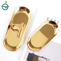 [Ready Stock] Nordic Style Gold Oval plate jewelry storage tray small stainless steel dessert gifts