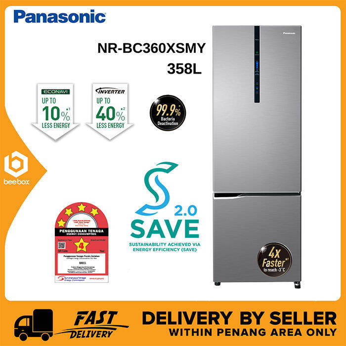 Panasonic NRBC360XSMY 358L Inverter Bottom Freezer Refrigerator
