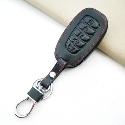 ❦ Leather Car Key Case Cover for Hyundai Palisade SEL Veloster Santa Fe Ev Encino Solaris Azera Grandeur Ig Accent 3/4/5 Buttons