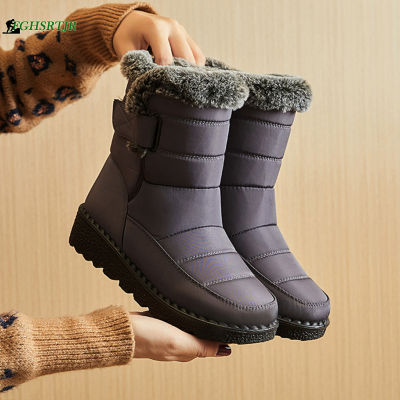 รองเท้าฤดูหนาวกันน้ำขนหิมะรองเท้าบูธที่ให้ความอบอุ่นรองเท้าแพลตฟอร์มเดินป่าผู้หญิงคลาสสิก