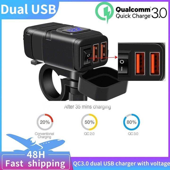 Buy Universal Motorcycle Waterproof Dual USB Charger Adapter Electric Bicycle Handlebar Power Supply Port Socket For Phone
