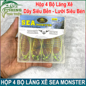 Combo 4 Bộ Lăng Xê Sea Monster Dây Siêu Bền Lưỡi Siêu Bén Dùng Câu Sông Hồ Dịch Vụ Cá Chép, Trắm, Rô Phi