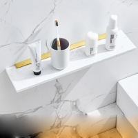 Nordic light luxury marble bathroom rack wall toilet mirror cosmetic storage rack ?พร้อมส่ง?