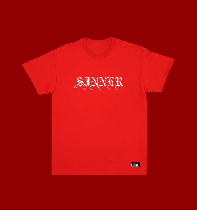 SINNER - EMBROIDERED WHITE ON RED | Lazada PH