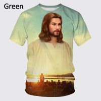 Art Christianity Jesus God Religion 3D Printing Summer New Mens Round Neck Tops Short Sleeve T-shirt