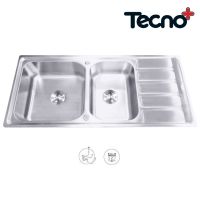 ( Promotion+++) คุ้มที่สุด TECNOPLUS อ่างล้างจาน 2 หลุม 1 ที่พัก หลุมลึก 21 cm. รุ่น Sink 09-1205-03 ราคาดี ซิงค์ ล้าง จาน อ่าง ล้าง จาน ส แตน เล ส ซิงค์ ล้าง จาน 2 หลุม sink ล้าง จาน