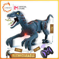 CONUSEA 2.4G รีโมทคอนโทรลไดโนเสาร์ของเล่นเด็ก8CH Jurassic Velociraptor ของเล่นเลียนแบบเสียงเดินสำหรับชายหญิง3y + คริสต์มาสของขวัญ