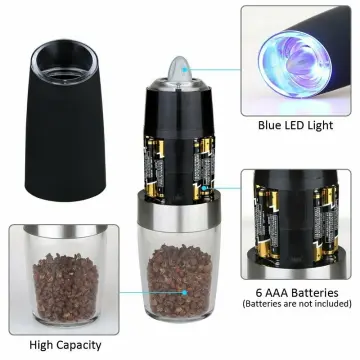 July Home Premium Gravity Electric Salt and Pepper Grinder, Battery  Operated, LED Light