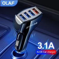 Olaf 4 Ports Car Charger Adapter QC 3.0 Type C Charger Fast Charging Adapter for iPhone 13 12 11 Pro Max Samsung Xiaomi Phone A Car Chargers