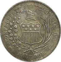 1861เหรียญครึ่งดอลลาร์สหรัฐชุดคิวโปรนิกเกิลชุบเงิน