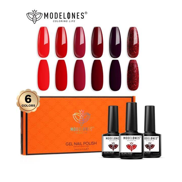 Modelones Gel Nail Polish Kit Red Carpet Popular Classic Colors Soak Off Glitter Gel Polish Set Manicure DIY Nail Salon Home LED Mani for Starters Holiday Gifts Gel Nail Polish Set 6pcs | Modelones Gel Nail Polish Kit Red Carpet Popular Classic Colors Soak Off Glitter Gel Polish Set Manicure DIY Nail Salon Home LED Mani for Starters Holiday Gifts Gel Nail Polish Set 6pcs |