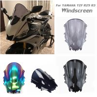 YZF กระจกบังลม R3สำหรับ YZF-R3ยามาฮ่า YZF-R25 2019 2020 2021 2022อุปกรณ์เสริม R25 Moto หน้าจอฟองอากาศคู่แฟริ่งใหม่