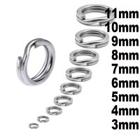 ▧ 50pcs/lot Stainless Steel Split Ring Fishing Double Oval Solid Split Ring Accessories For Fishing Hook Snap Lure Swivel DIY Key