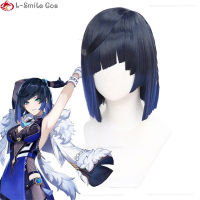 Game Genshin Impact Yelan Wig Gradient Dark Blue Short Cosplay Wigs With ids Heat Resistant Hair Wigs Free Wig Cap.